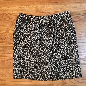 Black and Gray Leopard Cheetah Pencil Skirt, Sz 10